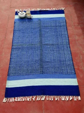 Rajasthan Blue Jute Cotton carpet