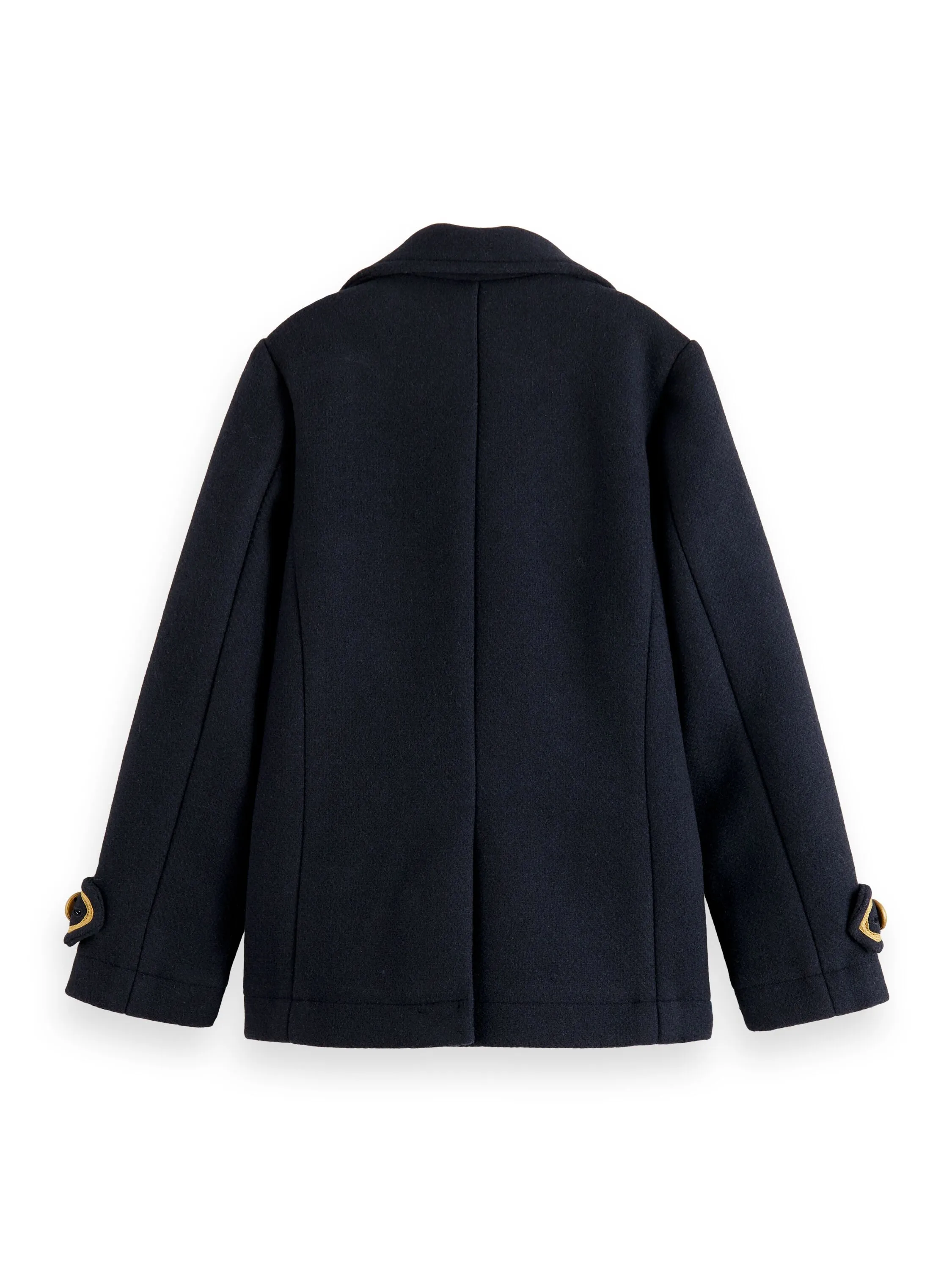 SCOTCH AND SODA FW23 Double Breasted Pea Coat Jacket with Marine Buttons Detail