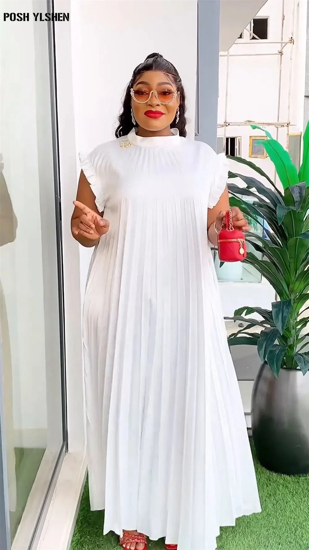 Summer Elegance: Plus Size African Pleated Abaya Dresses - Traditional Caftan Dress Robes for Women