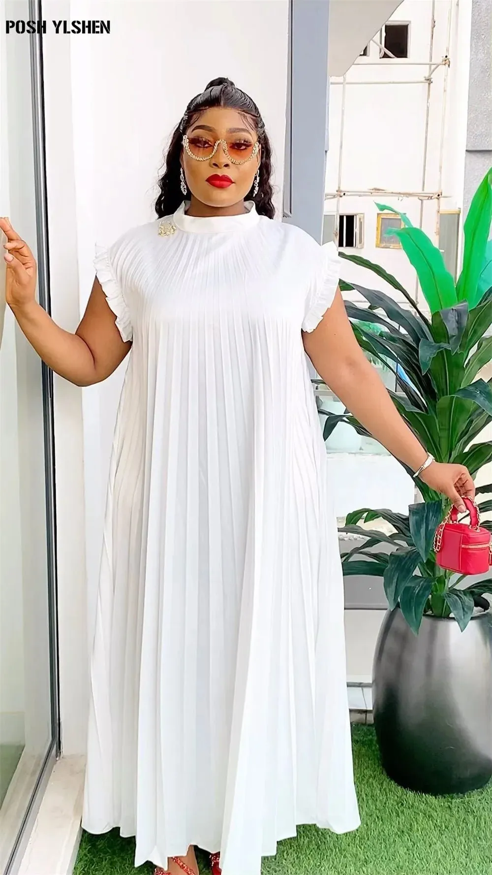 Summer Elegance: Plus Size African Pleated Abaya Dresses - Traditional Caftan Dress Robes for Women