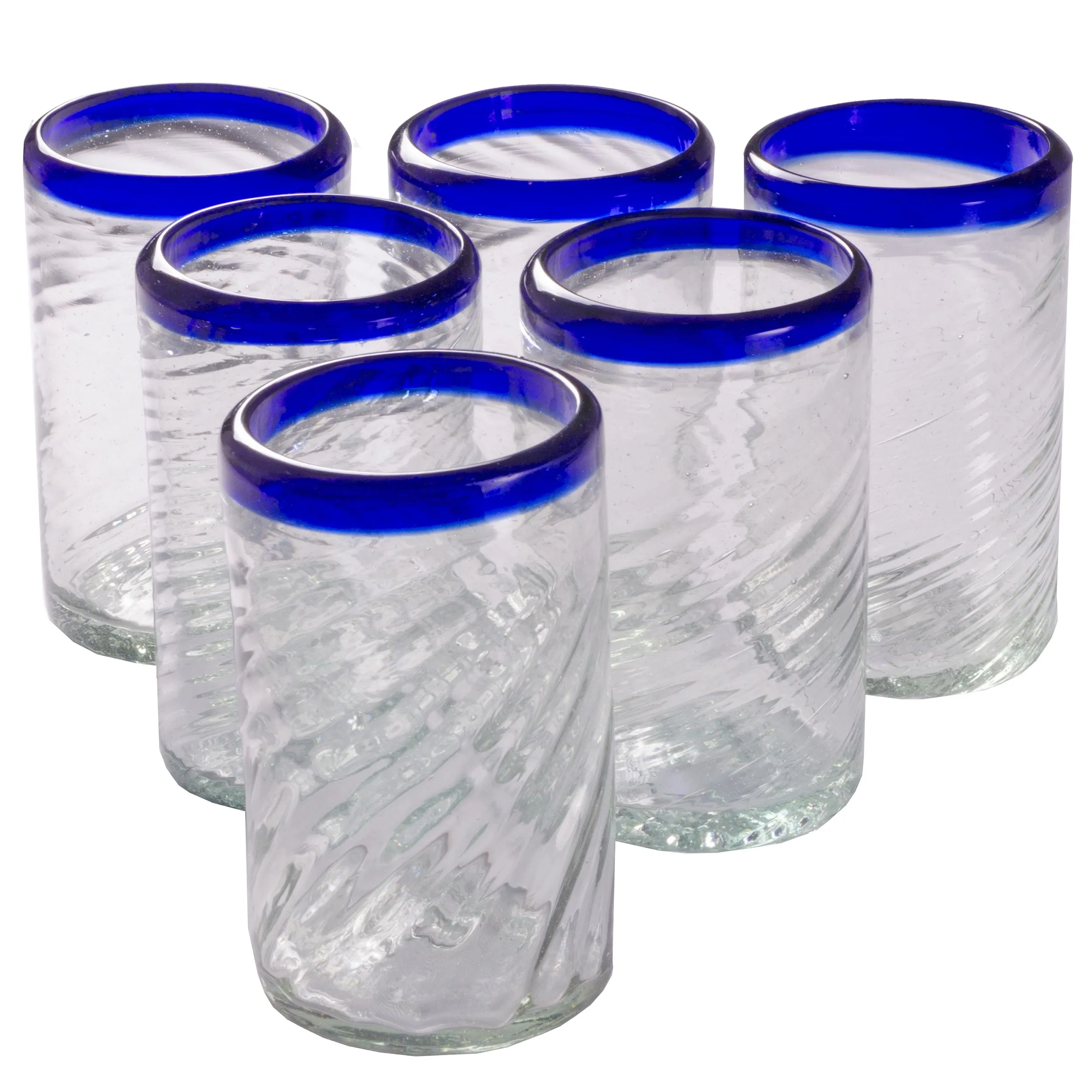 Tornado Cobalt Blue Rim Tumbler - 16 oz - Set of 6