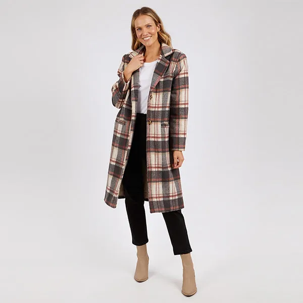 Westward Coat - Rust   Tan Check